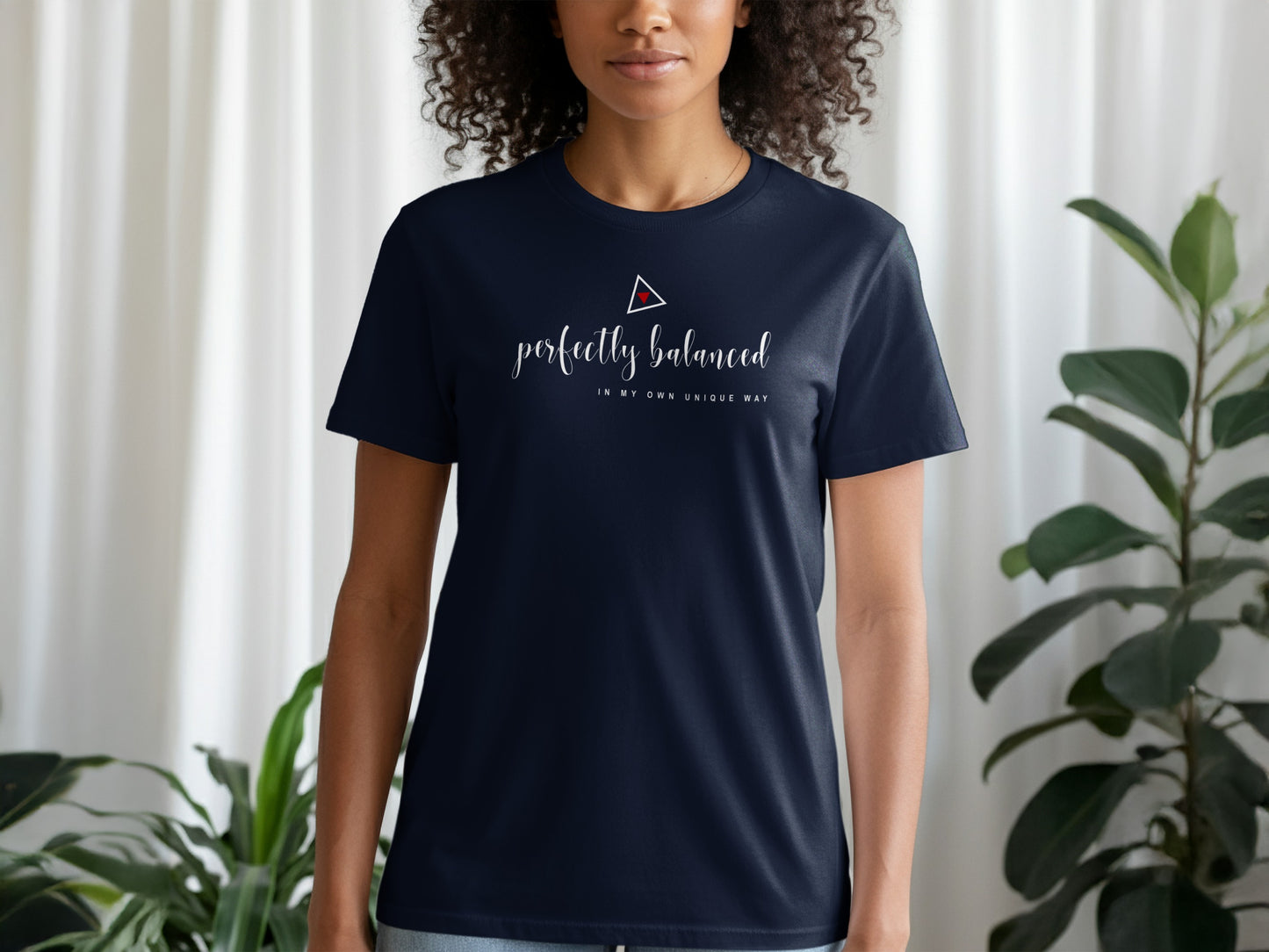 Navy Perfectly Balanced T-Shirt featuring motivating graphic, breathable cotton, and calm, confident energy for your casual wardrobe.