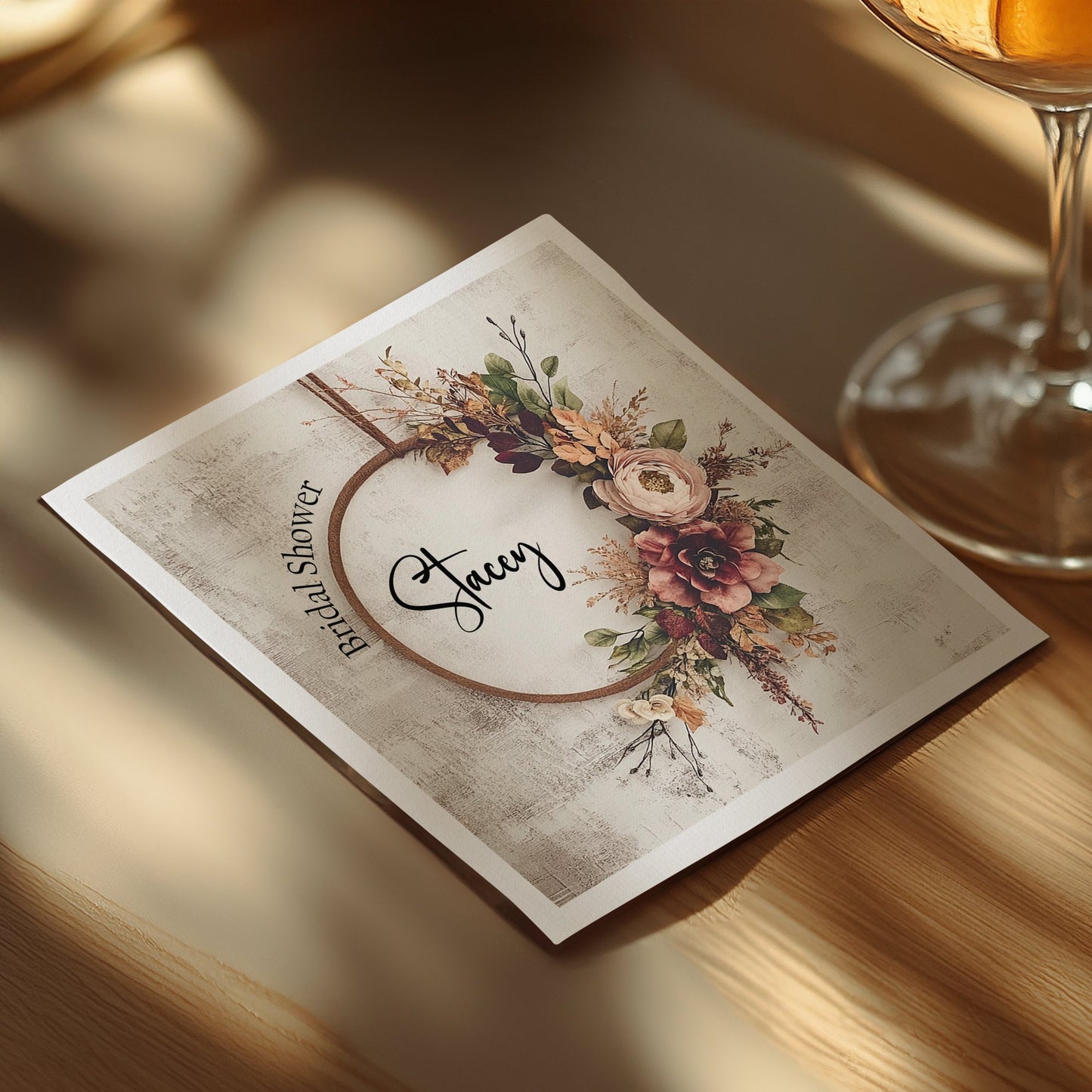 Charming rustic wreath napkins for a cozy and inviting bridal shower atmosphere.