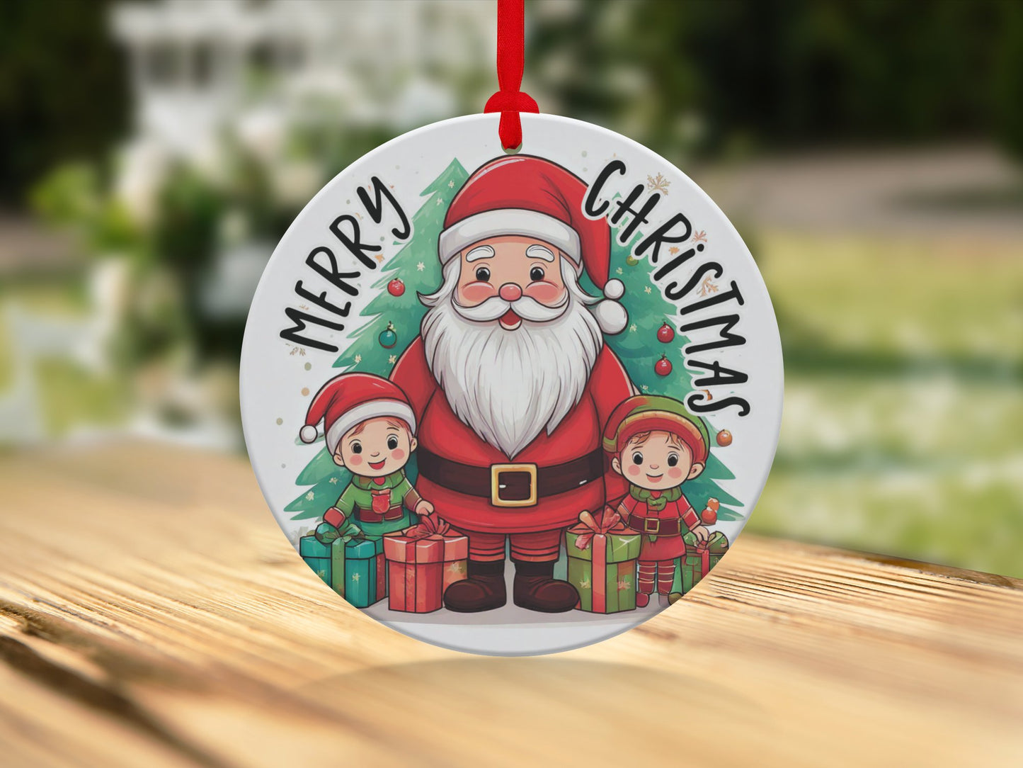 Santa Claus Round Christmas Ornament Image 5