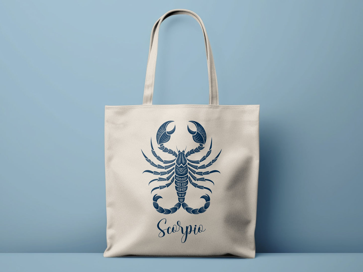 Astrology Scorpio sign tote in cotton canvas, ideal for shopping and travel.