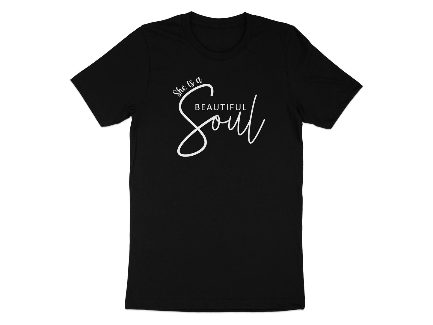 Black She is a Beautiful Soul tee featuring soft pre-shrunk cotton and a relaxed unisex fit