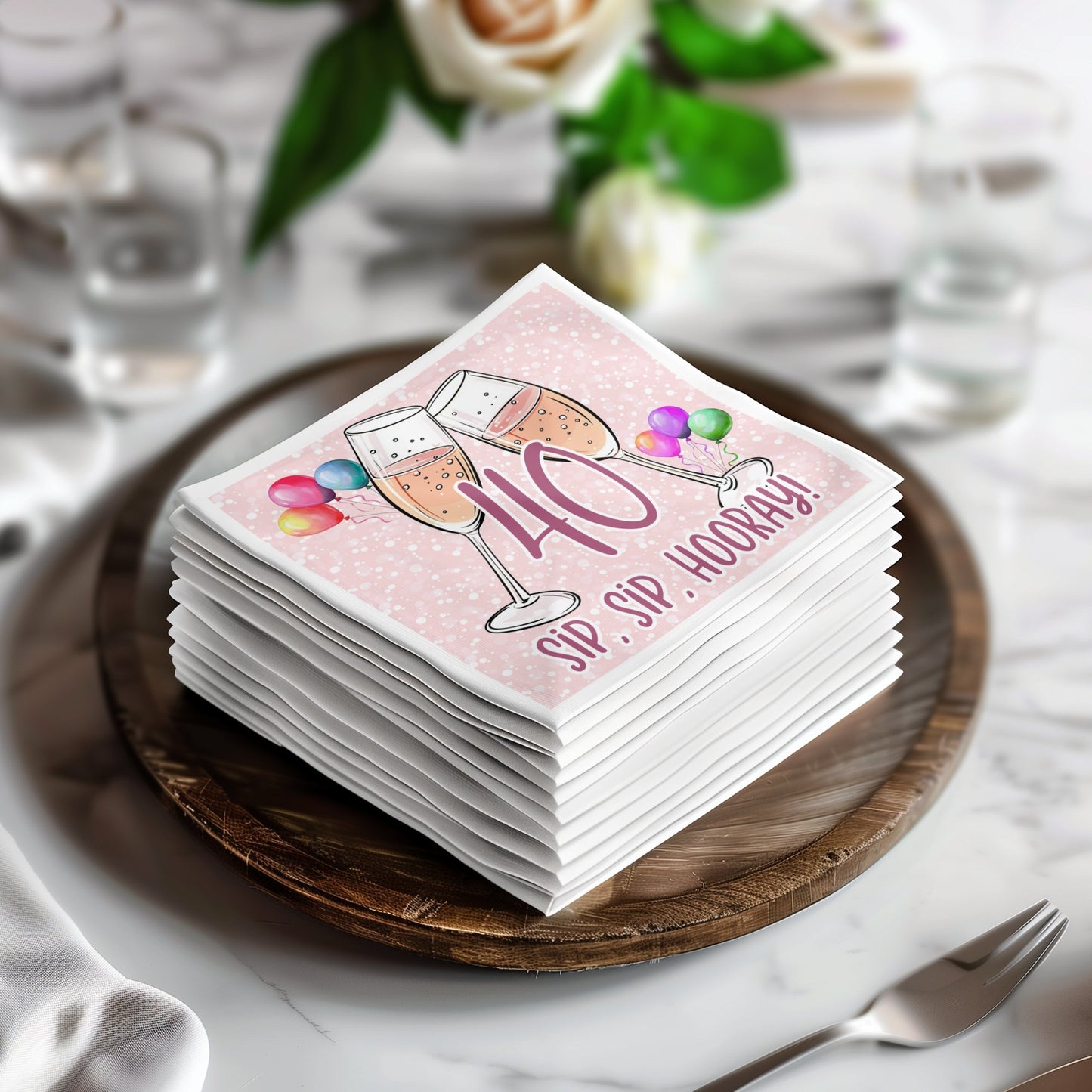 Cheerful Sip Sip Hooray napkins for adding joy to your birthday festivities.
