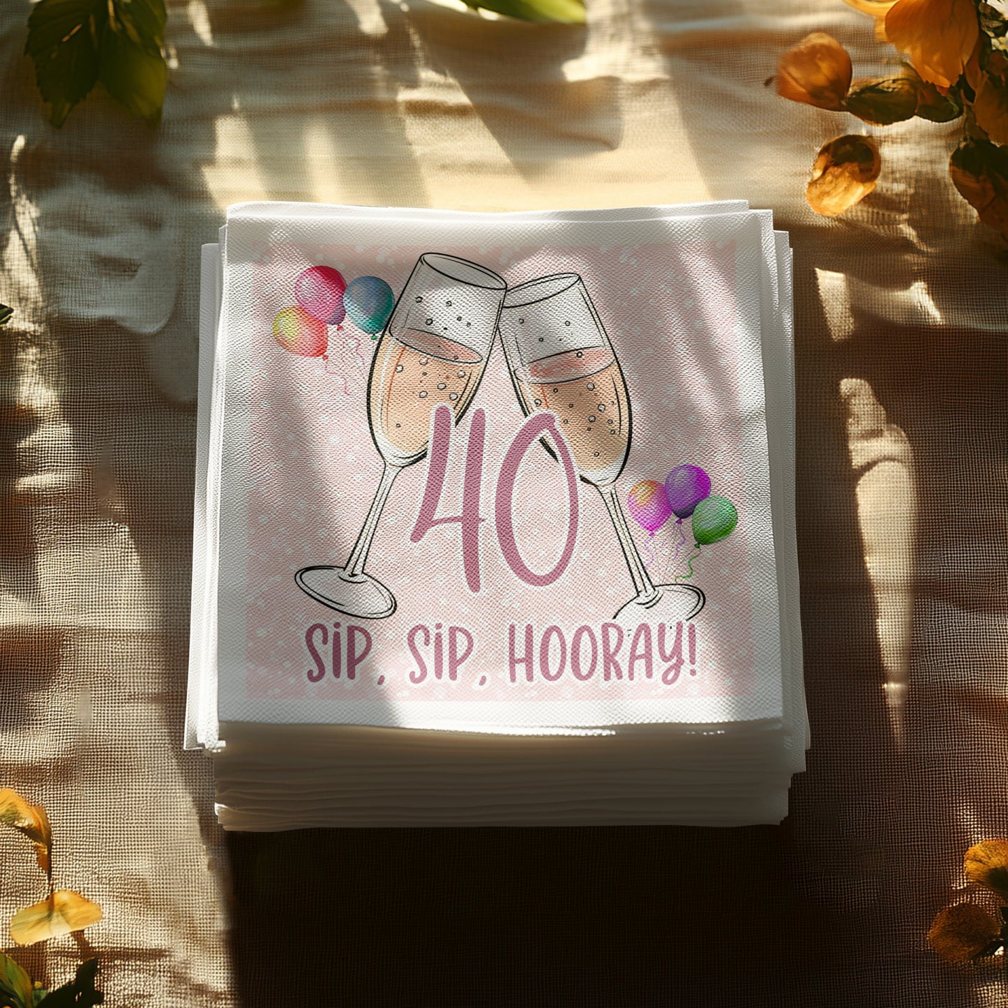 Add a touch of fun to your birthday party with Sip Sip Hooray napkins.