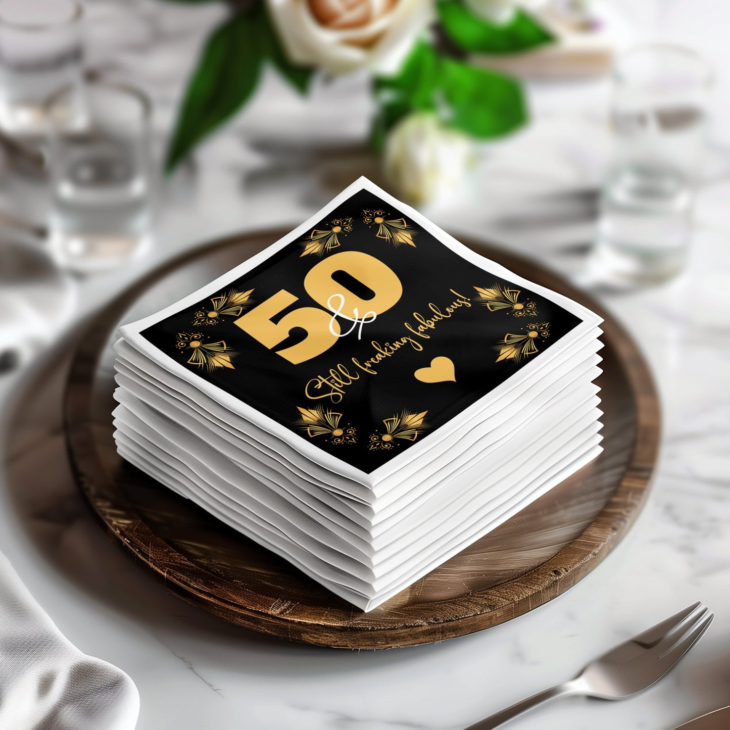 Make your birthday unforgettable with customizable Still Fabulous napkins & serviettes.
