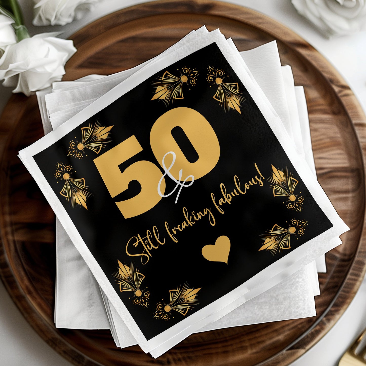 Celebrate your fabulous day with custom Still Fabulous napkins, tailored to your event.