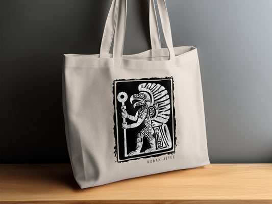 Urban Aztec Edition 3 tote bag in cotton with abstract tribal print and large compartment for daily essentials.
