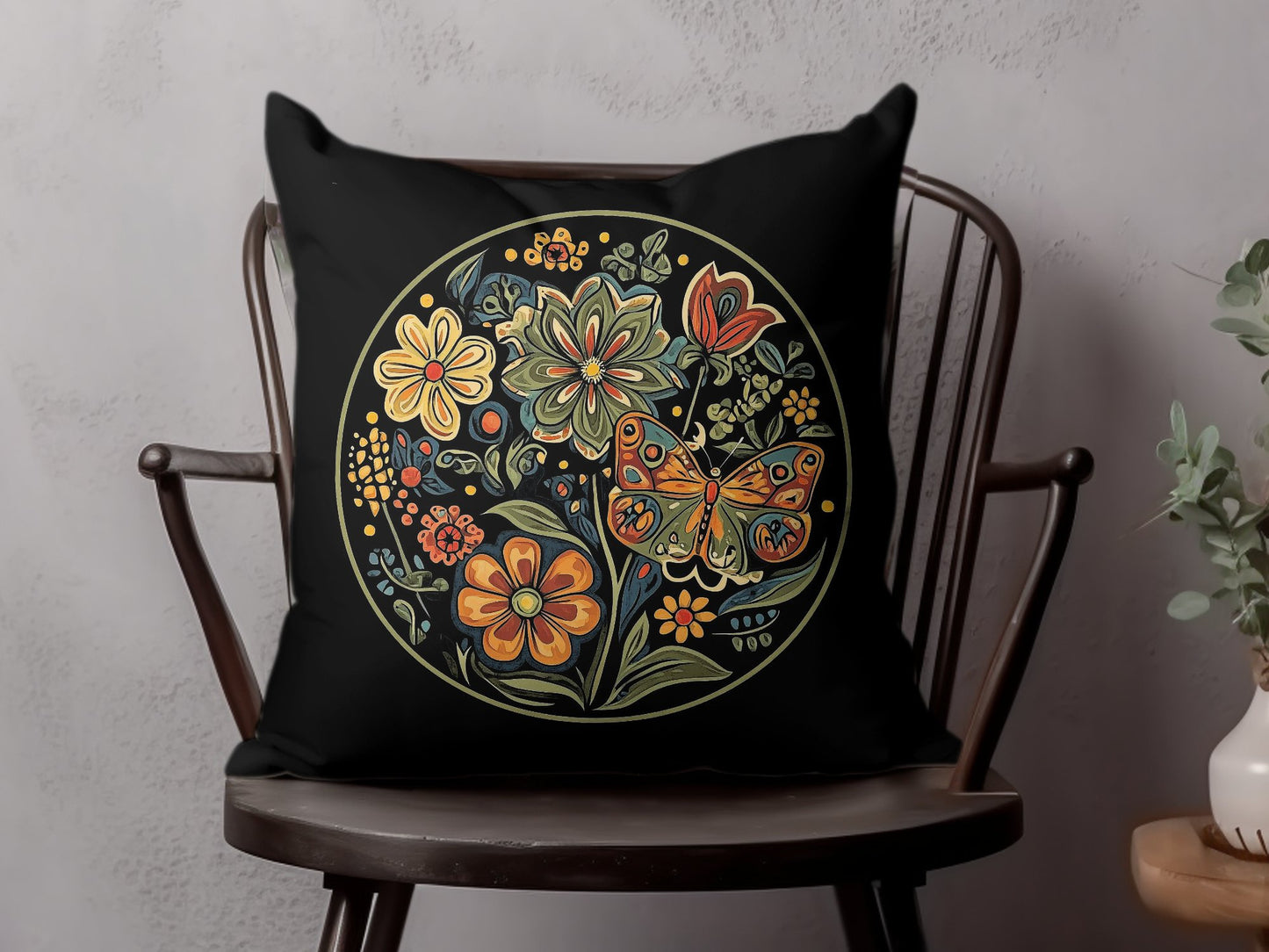 Vibrant Floral cushion featuring soft poly-poplin fabric, plush insert, and easy-access hidden zipper for effortless style.
