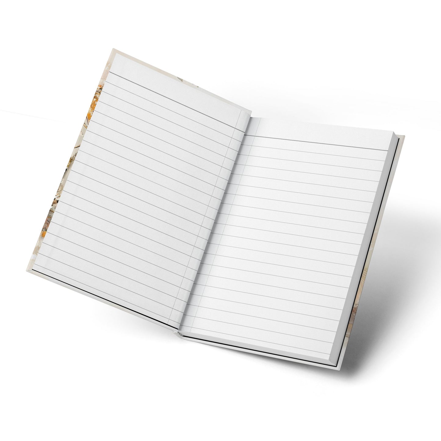 Open vintage floral writing journal with smooth, lined pages, ideal for capturing thoughts, ideas, and personal reflections