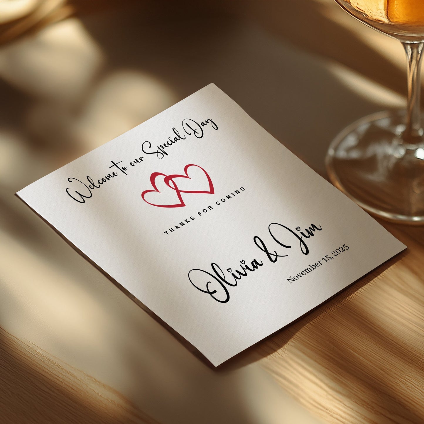 Celebrate your wedding with Wedding Welcome custom napkins, great for cocktails and enhancing your guest experience.