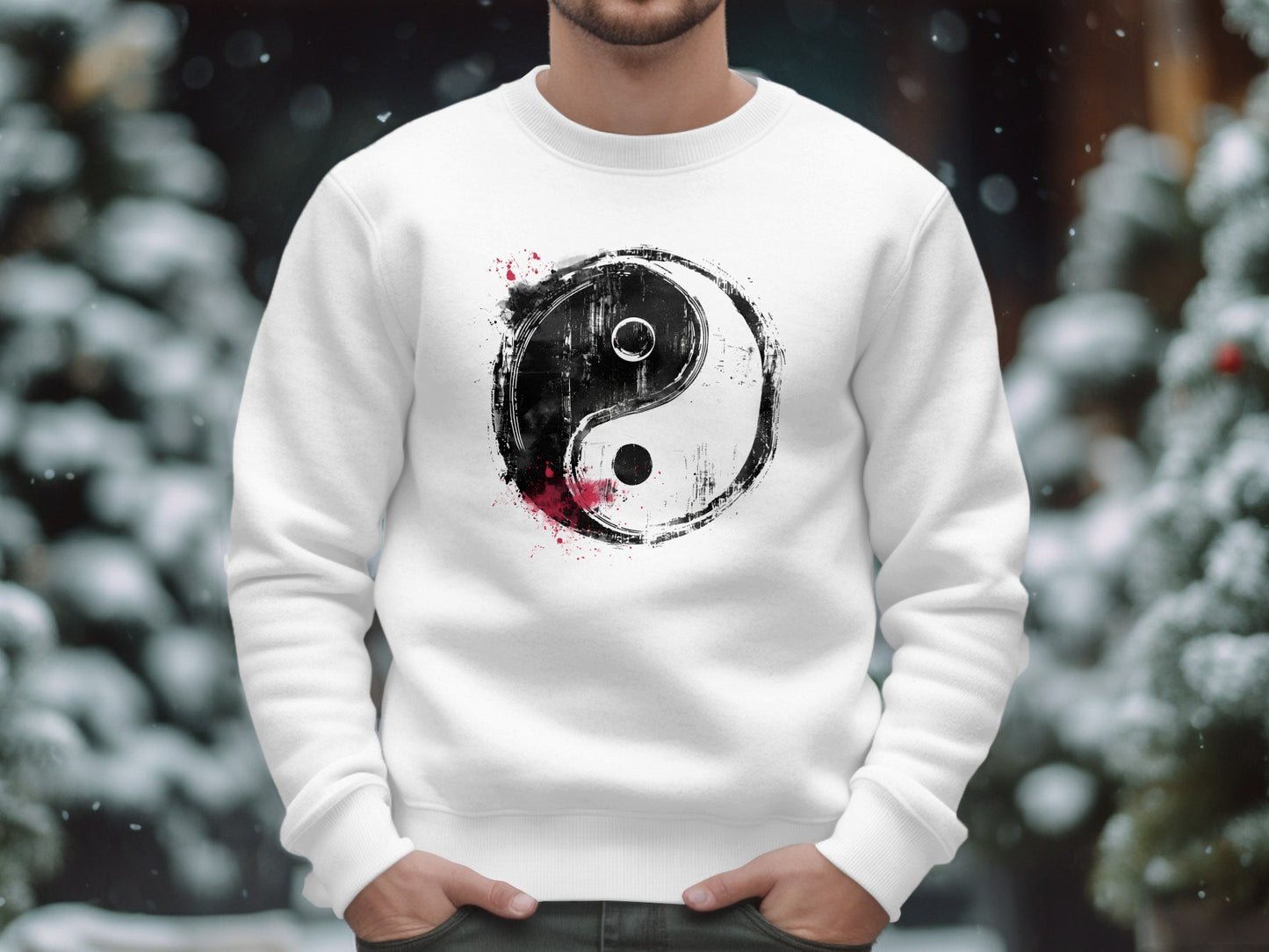 Relaxed-fit Yin Yang sweatshirt featuring a spiritual black and white symbol, ideal for everyday mindful streetwear.