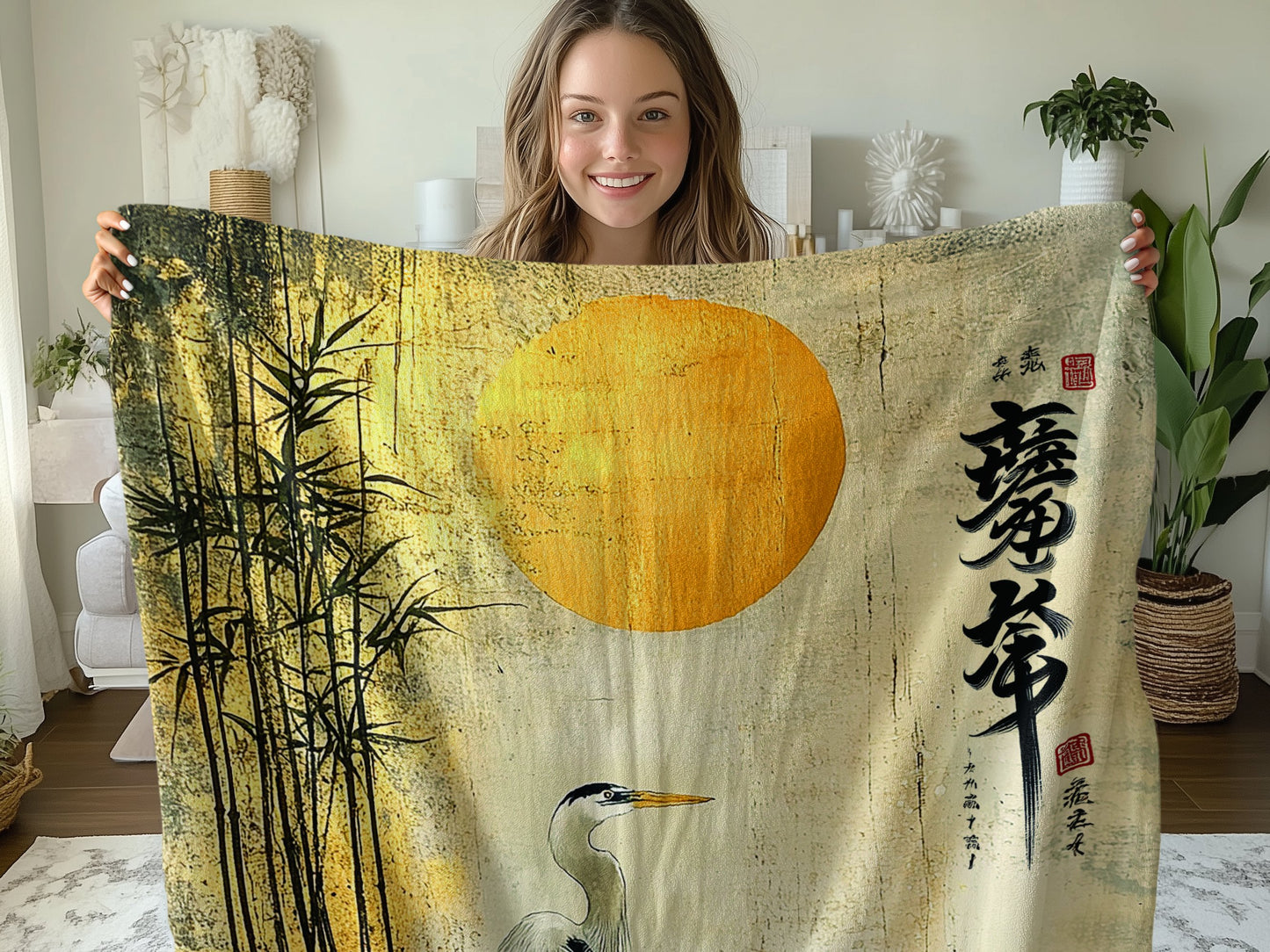 Soft-touch Zen Reflections Arctic Fleece Blanket shown in 50x60 inch size, highlighting its softness and comforting design.