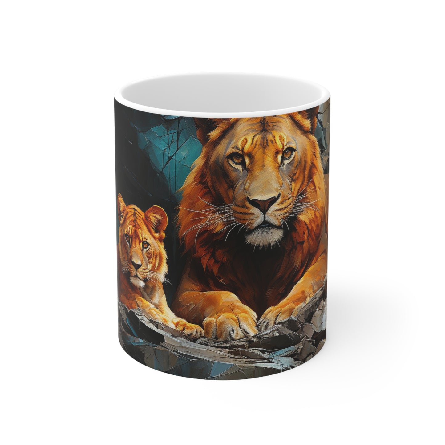 11oz ceramic African wildlife mug with a stunning animal design, eco-conscious and BPA-free