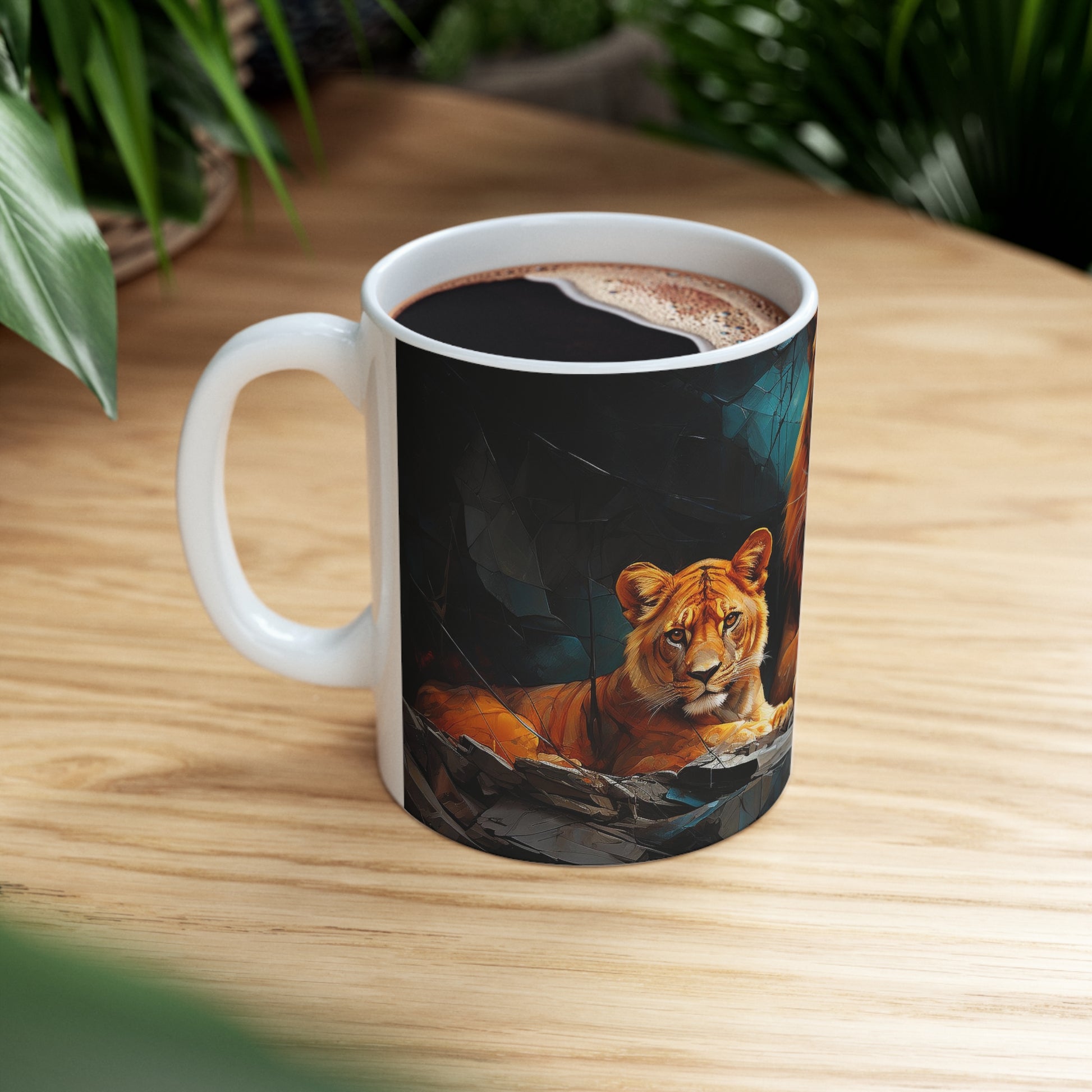 Ceramic mug with 11oz capacity and African wildlife art, a great gift for animal enthusiasts