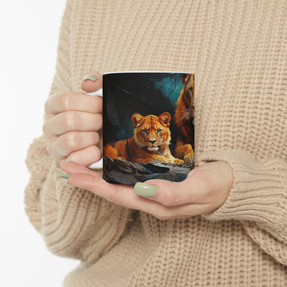 11oz wildlife mug featuring African animal prints, eco-friendly and perfect for safari & coffee lovers