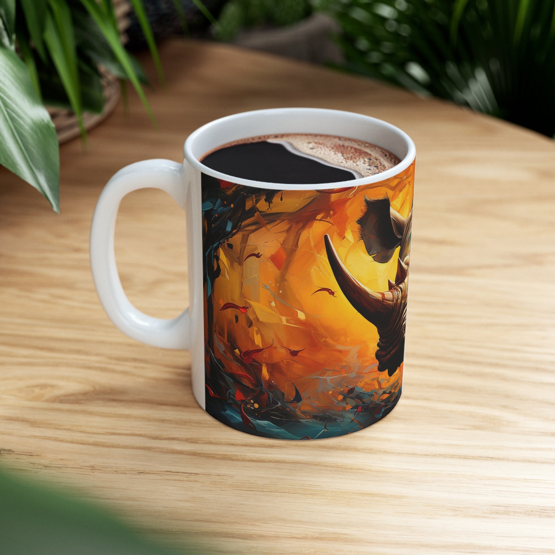 Ceramic mug with wildlife illustrations, perfect for coffee, tea, or sipping hot cocoa
