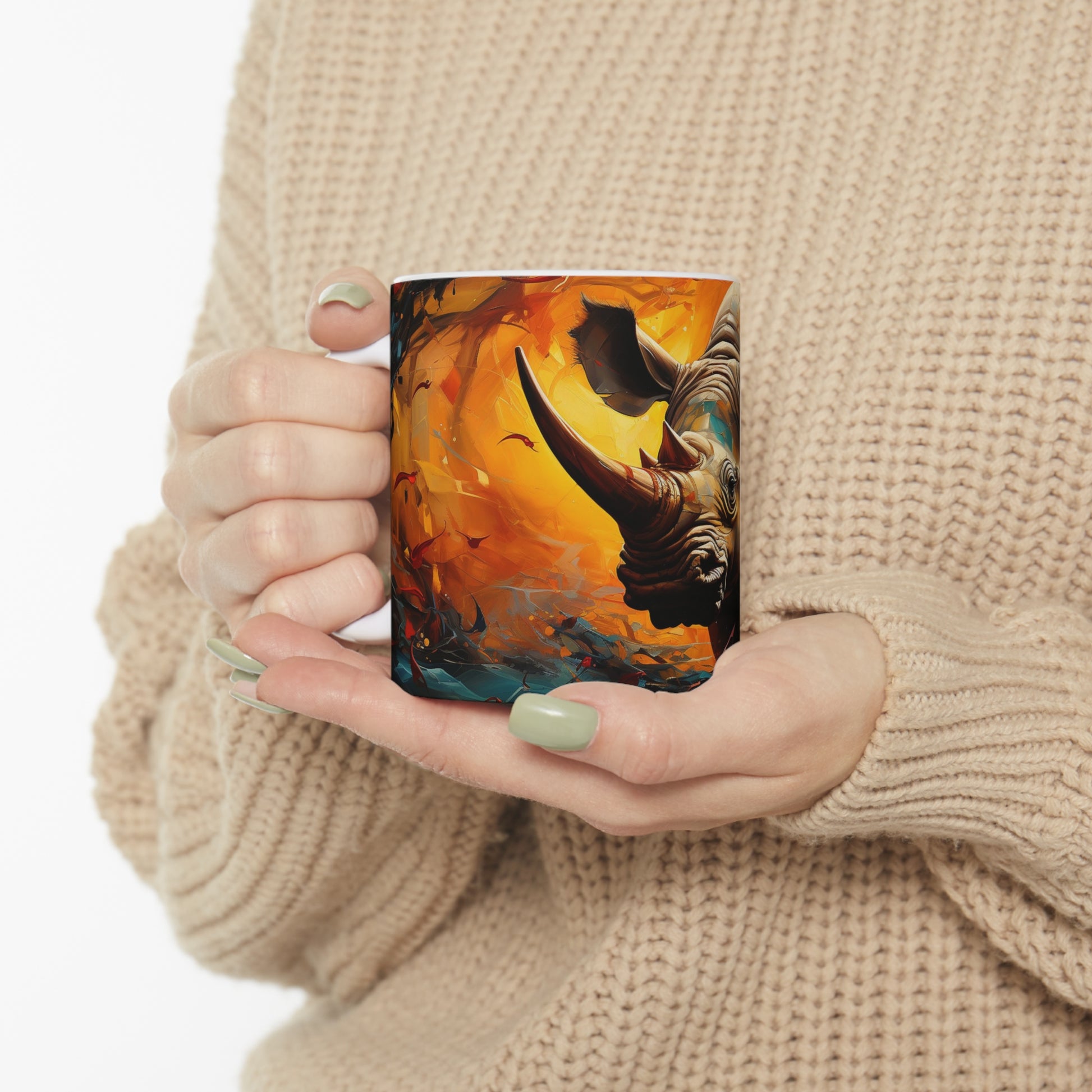 Unique African animal art ceramic mug, designed for hot drinks and gifting to any coffee or animal lover