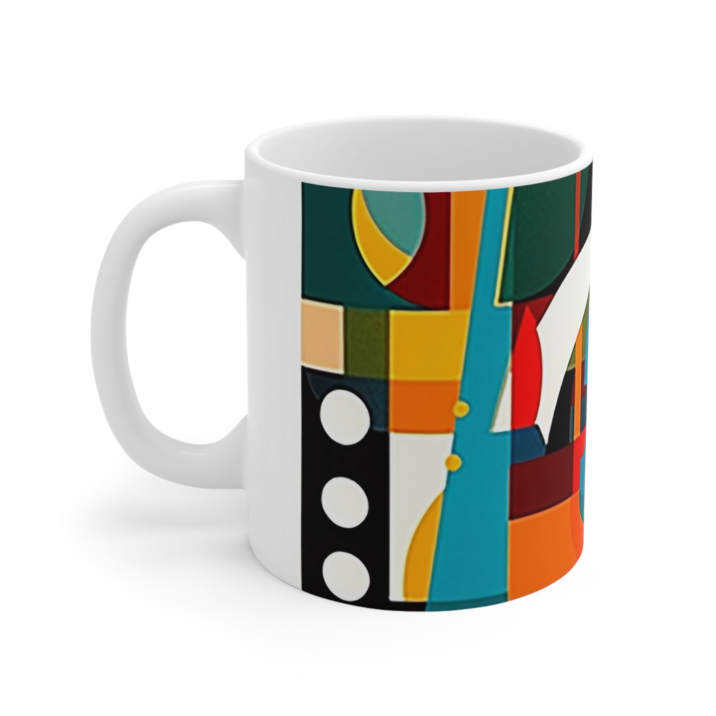Ceramic music mug 11oz with sleek modern design, ceramic body, BPA-free, and comfortable C-handle for easy grip