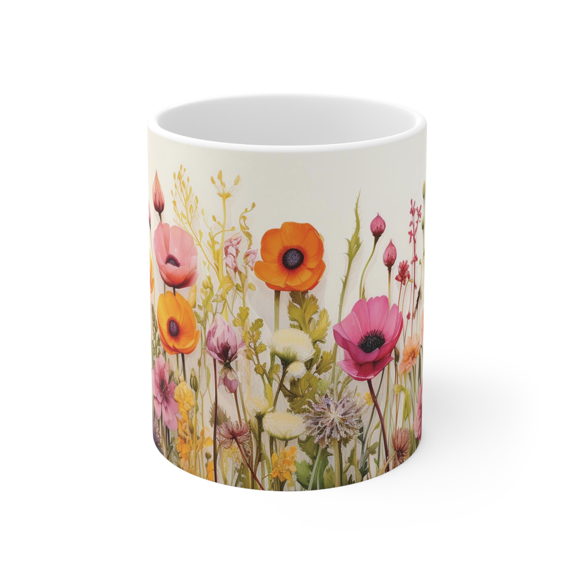 Elegant floral watercolour design on the 11oz ceramic mug, perfect for sipping hot beverages with a touch of nature