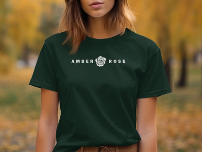 Amber Rose T-Shirt in forest green, short sleeve cotton shirt with crew neck and durable comfort