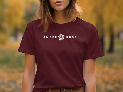 Amber Rose T-Shirt in maroon, pre-shrunk cotton tee with short sleeves and classic unisex silhouette