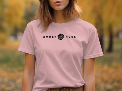 Amber Rose T-Shirt in pink, casual cotton tee with classic fit, crew neck, and short sleeves