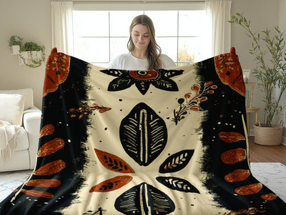 60x80 inch Ancient Roots Arctic Fleece Blanket, cozy and large with a bold, earthy design in plush fleece.