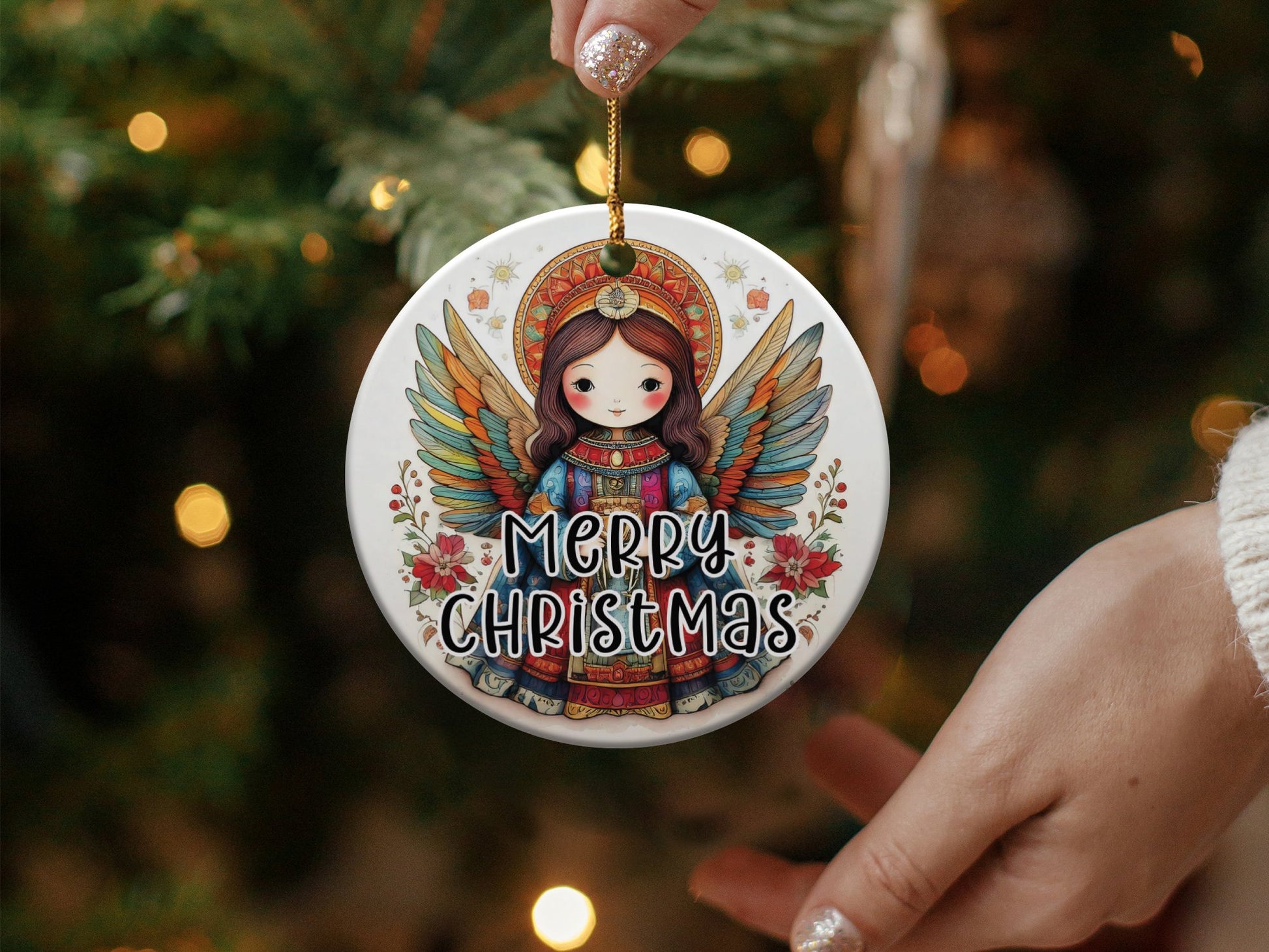 Angel Round Christmas Ornament Image 2