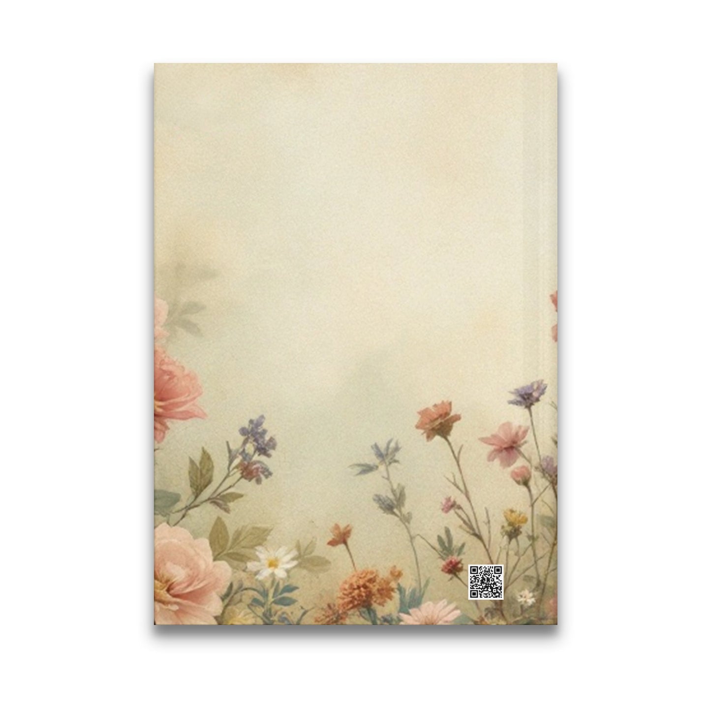 Antique Feminine Journal back cover featuring a vintage-inspired floral pattern in warm antique cream tones.