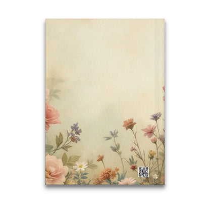 Antique Feminine Journal back cover featuring a vintage-inspired floral pattern in warm antique cream tones.