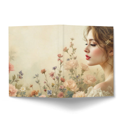 Antique Feminine Journal displaying a romantic floral portrait cover and coordinating vintage botanical back design.