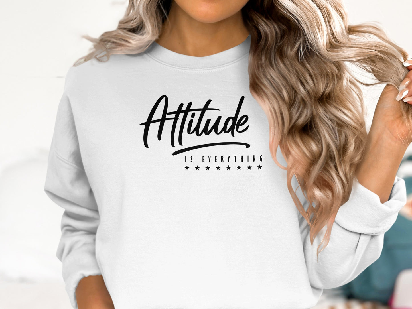 White inspirational quote sweatshirt with bold motivating message, unisex fit and premium fleece for affordable comfort.