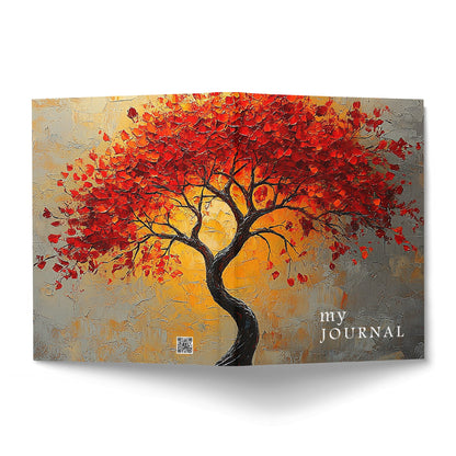 Autumn Tree Journal displaying a dramatic autumn tree cover and coordinating seasonal back design.