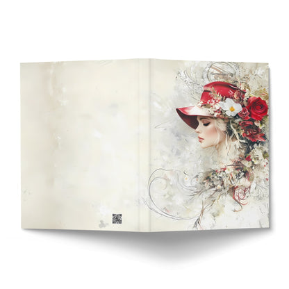 Beautiful Artistic Woman Journal displaying a mixed-media portrait cover and coordinating back design.