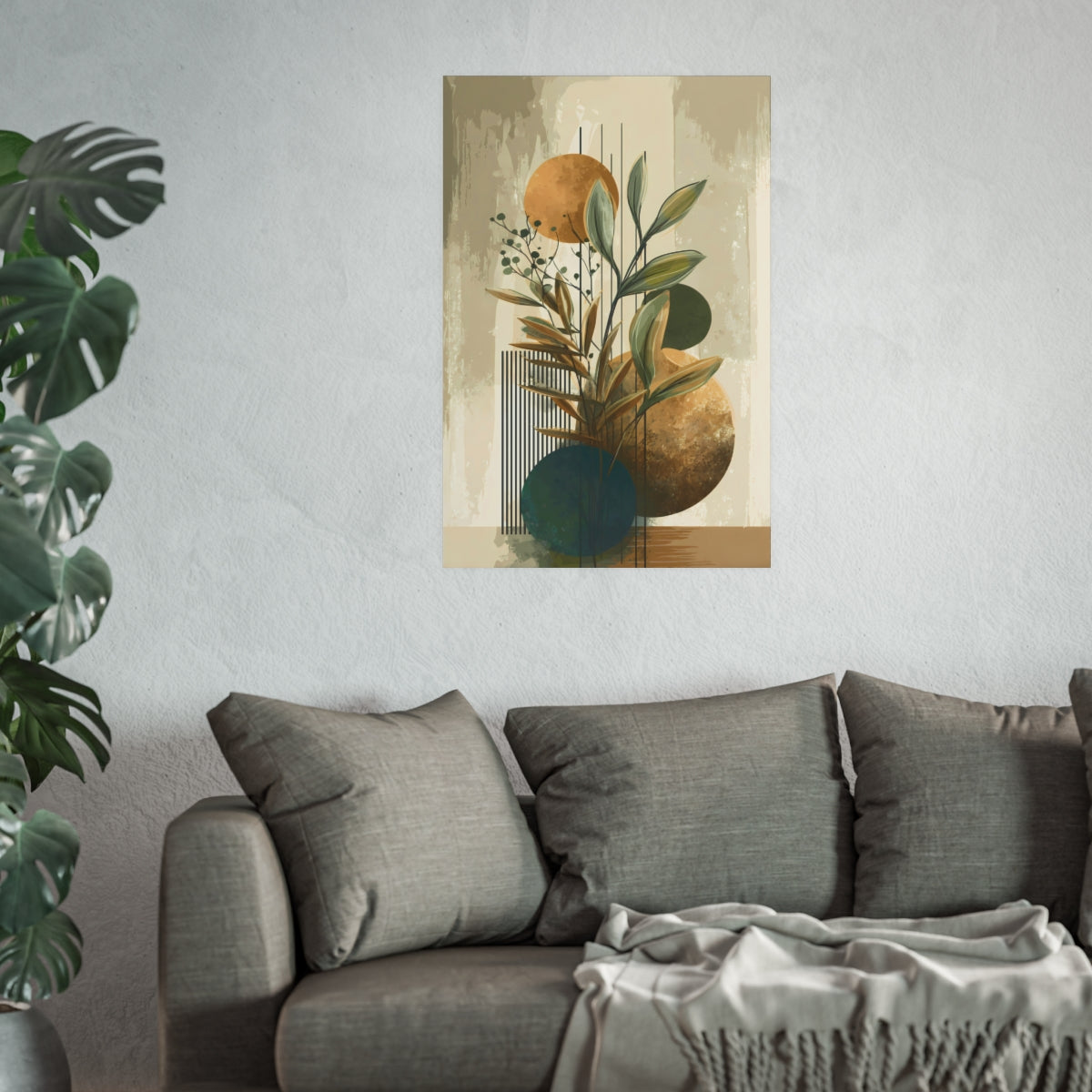 Botanical Elegance Art Poster as large 24x36 inch statement art in an elegant living space.