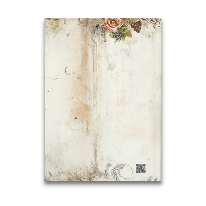 Bridal Floral Journal back cover featuring a continuation of the floral garden artwork in ivory and champagne tones.