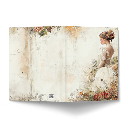 Bridal Floral Journal displaying a wraparound watercolour bridal portrait and continuous floral garden design.