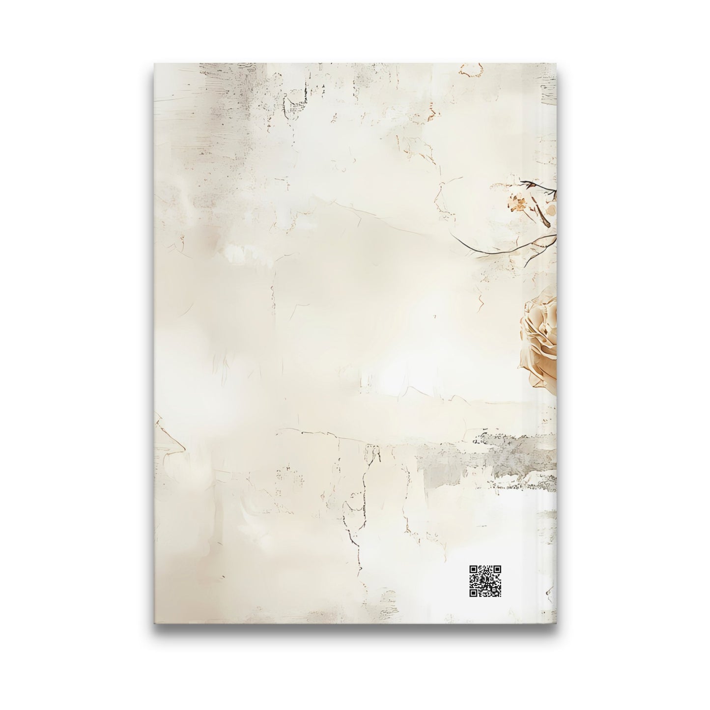 Back cover of the Chic Woman Journal with soft ivory textures, floral details, and contemporary mixed-media styling