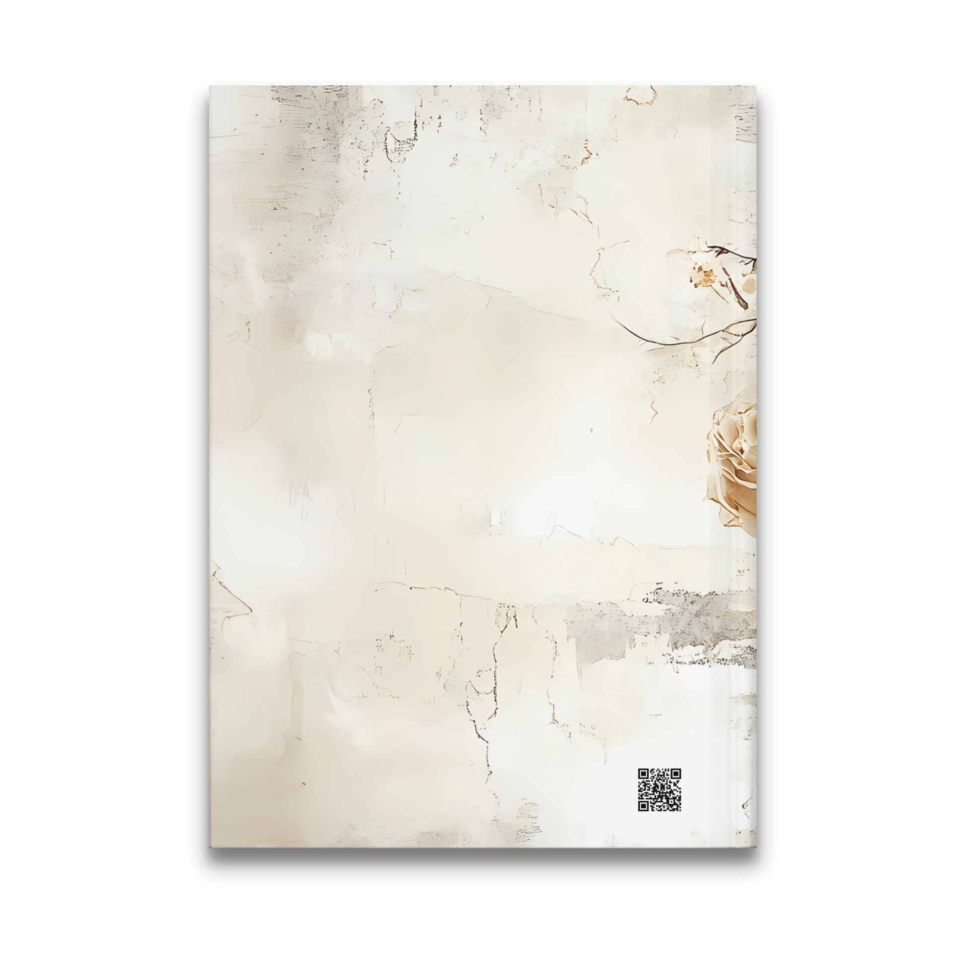 Back cover of the Chic Woman Journal with soft ivory textures, floral details, and contemporary mixed-media styling