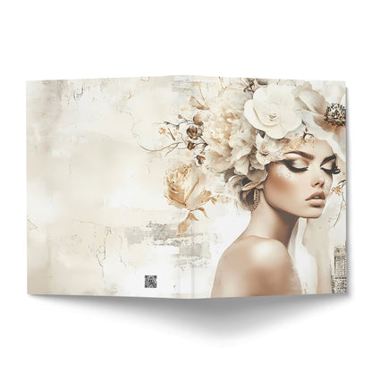 Front and back covers of the Chic Woman Journal showcasing sculptural white florals, gold accents, and editorial-inspired artwork