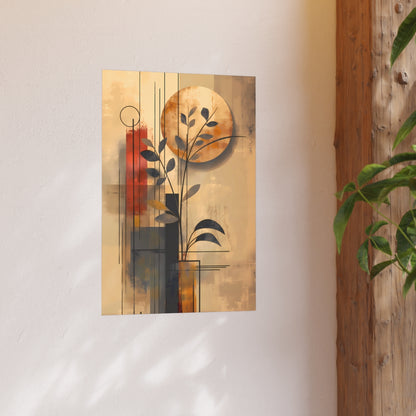 Contemporary Botanical Shapes Poster in a lifestyle scene with earthy tones and balance.