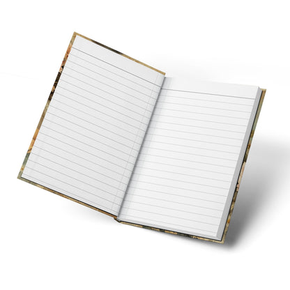 Open Dragonfly Floral Journal displaying lined pages for journaling, planning, note-taking and creative writing.