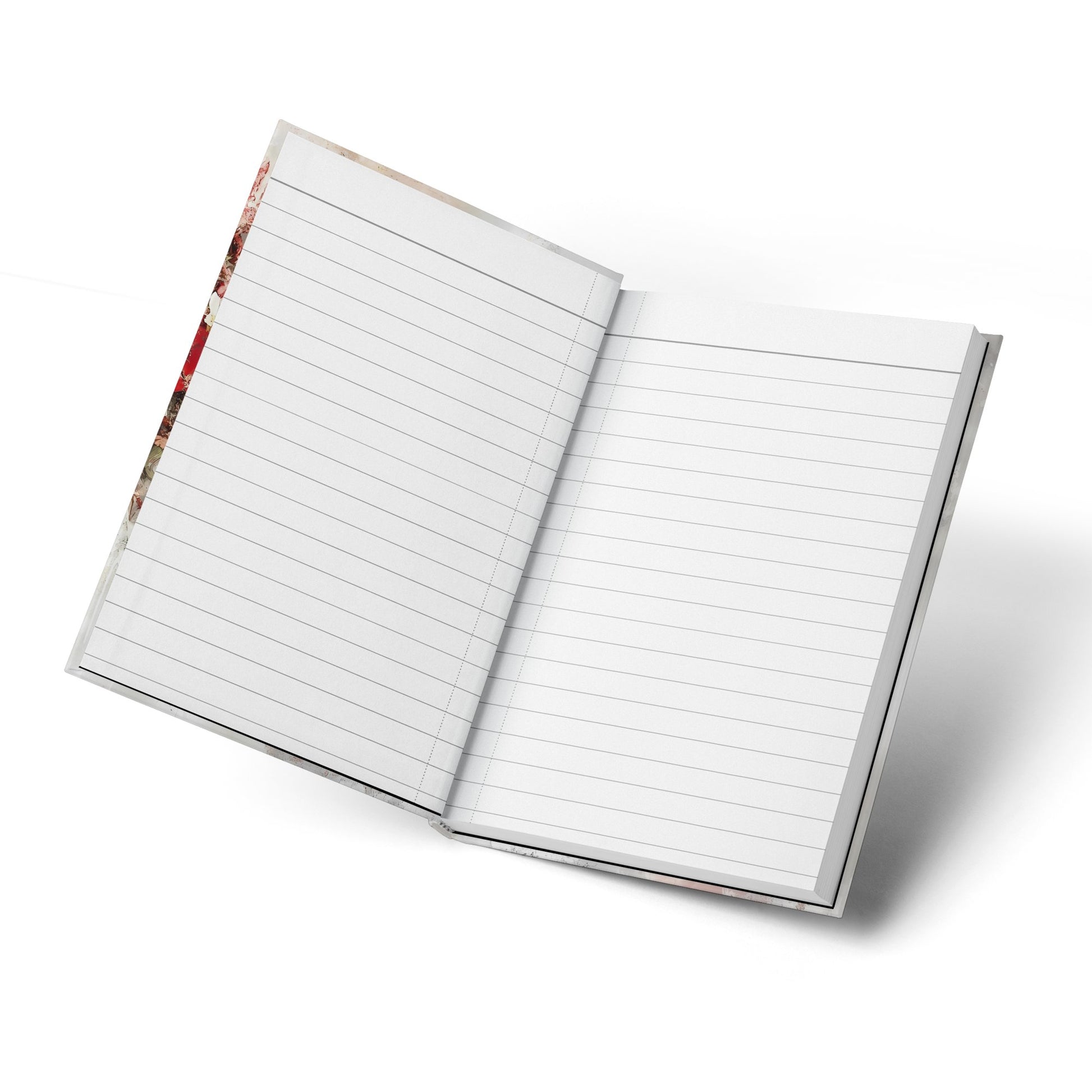 Open Dreamy Woman Butterfly Journal displaying lined pages for journaling, planning, note-taking and creative writing.