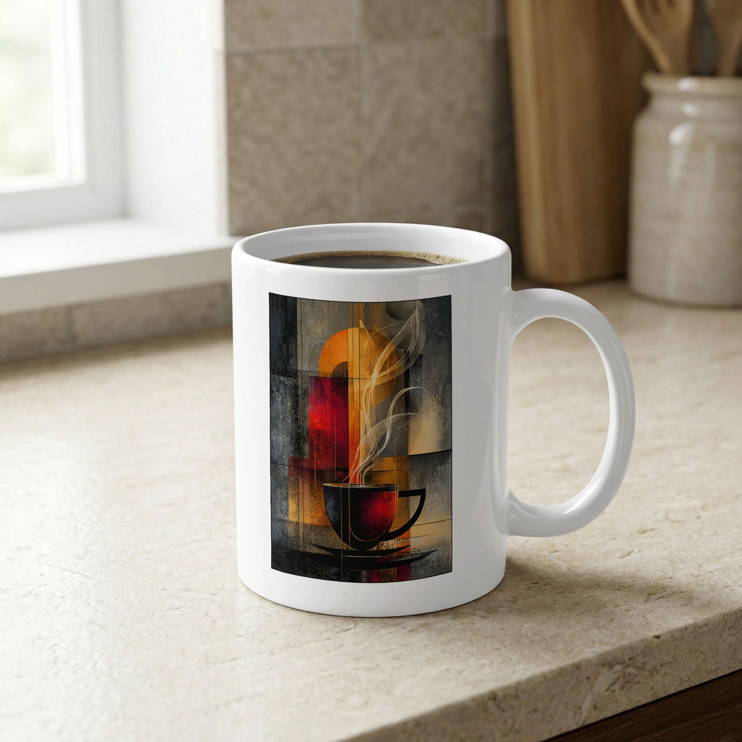 Drinkware FAQ highlight with a coffee mug, illustrating our versatile and stylish online collection