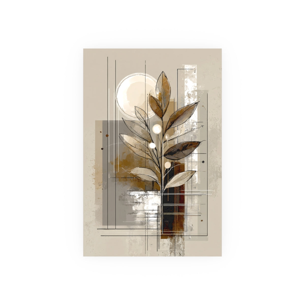 Earth-Inspired Abstract Leaves Art Poster show flat, with muted earthy tones perfect for modern, trendy, and minimalist interiors.
