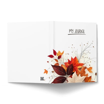 Front and back covers of Fall Theme Journal showing coordinated autumn leaves and botanical seed stem artwork.