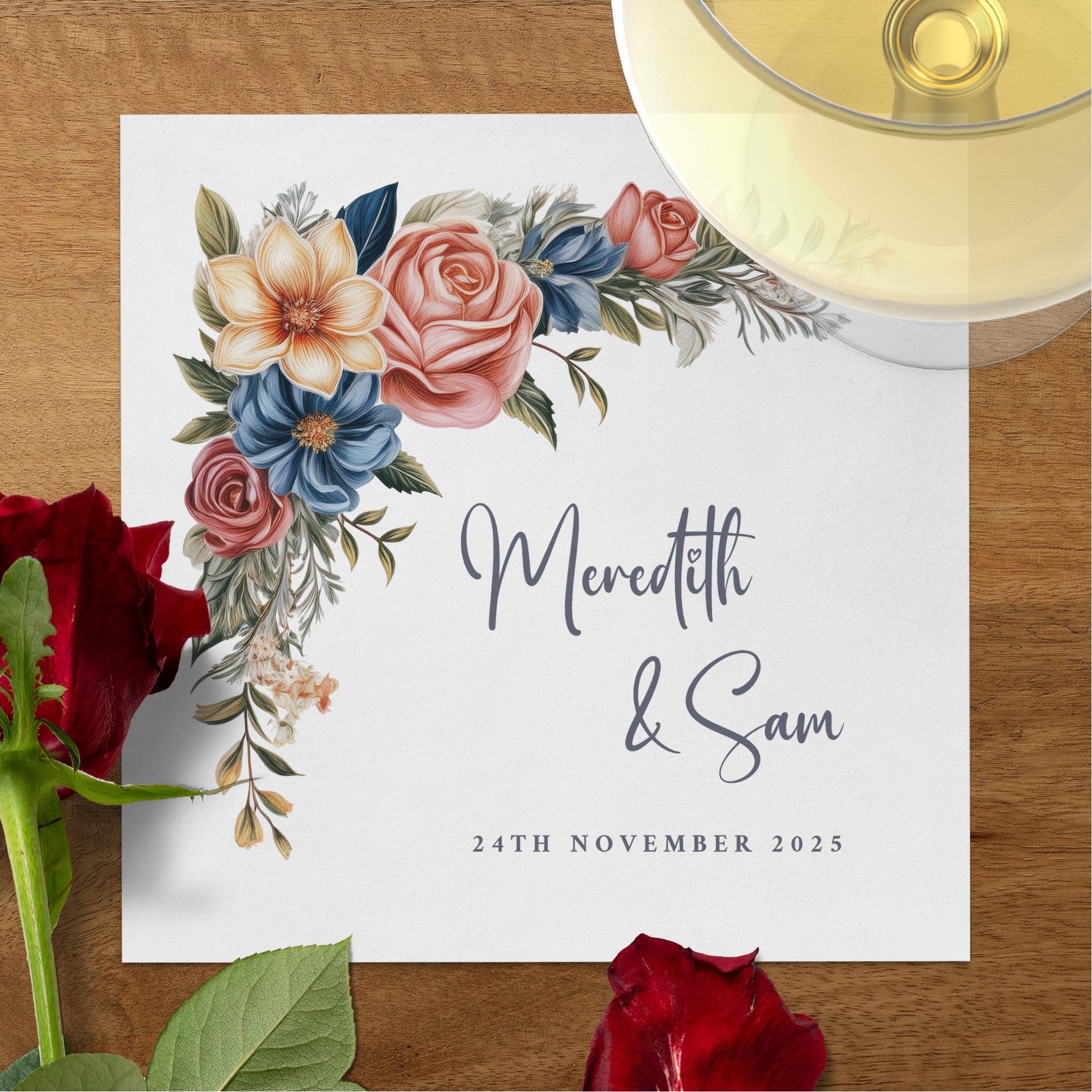 Floral Custom Wedding Napkins Image 5