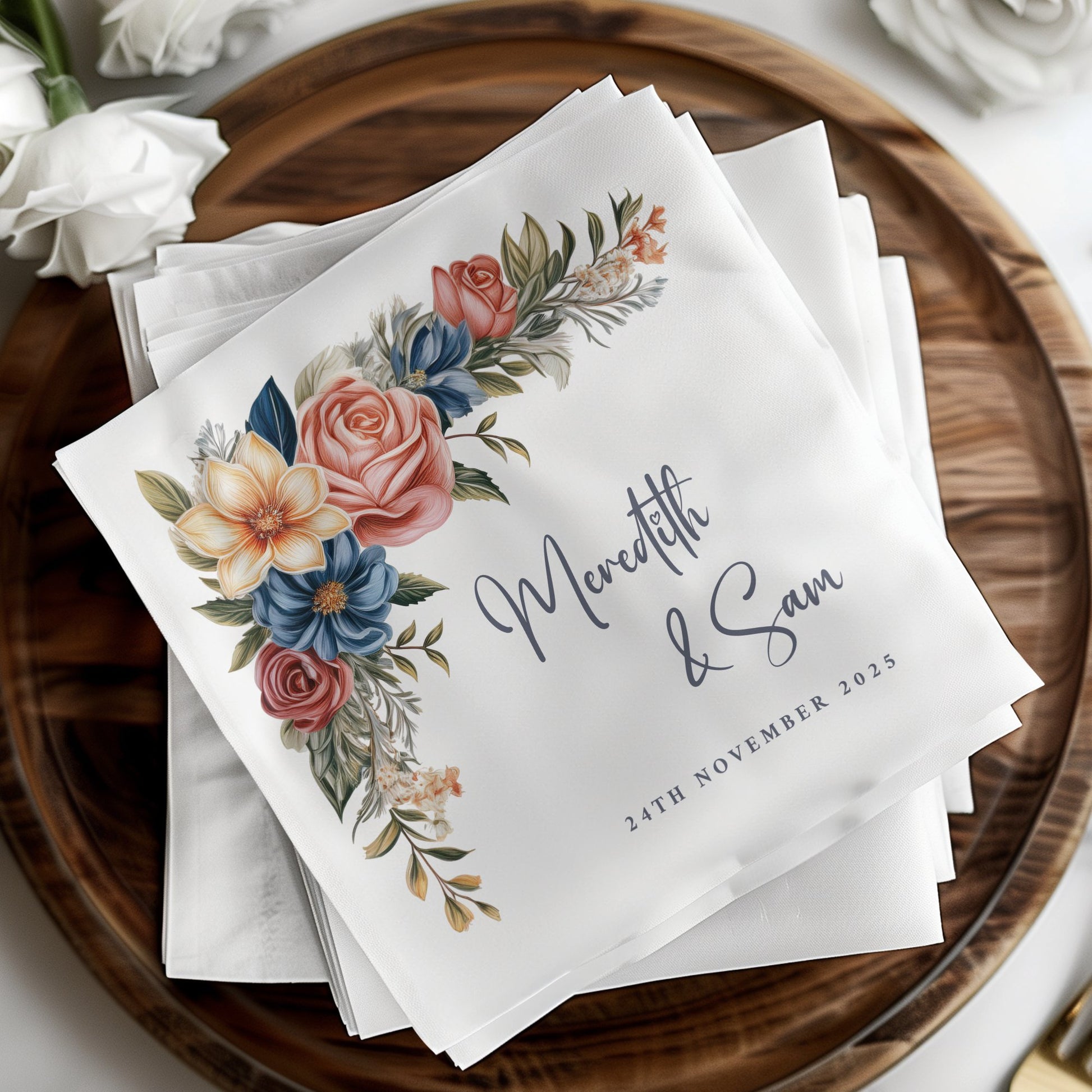 Floral Custom Wedding Napkins Image 7