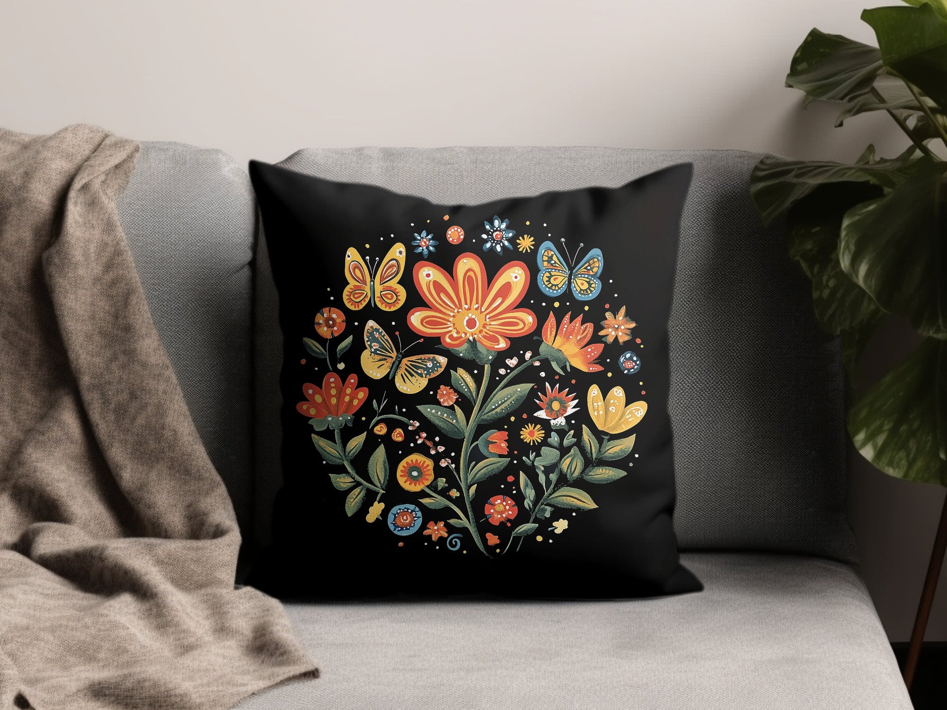 Floral Nature decorative pillow with colourful blooms, perfect for enhancing beds, couches, or lounge seating.