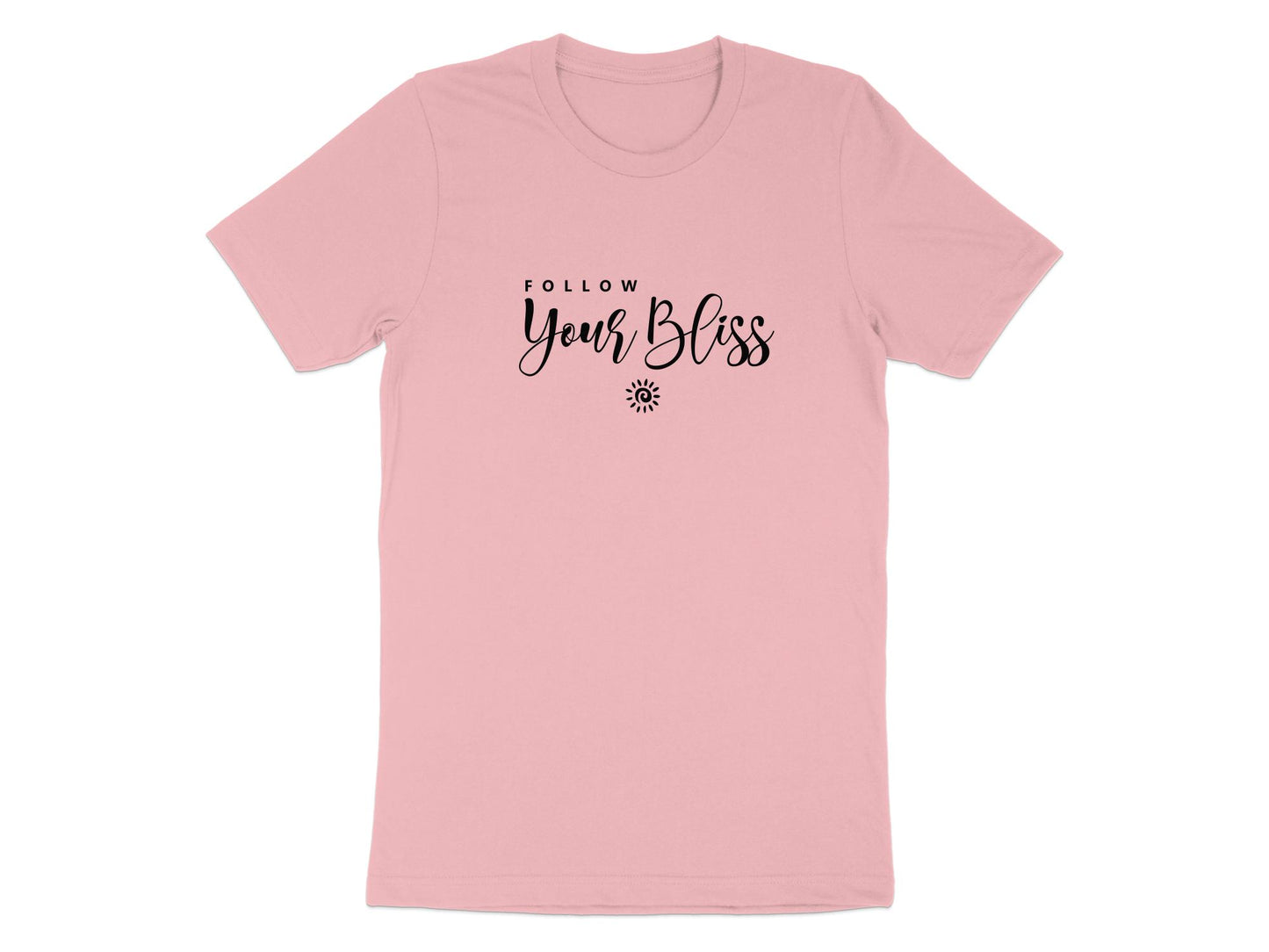 Follow Your Bliss T-Shirt in pink – cheerful cotton crew neck, ideal for feel-good everyday wear