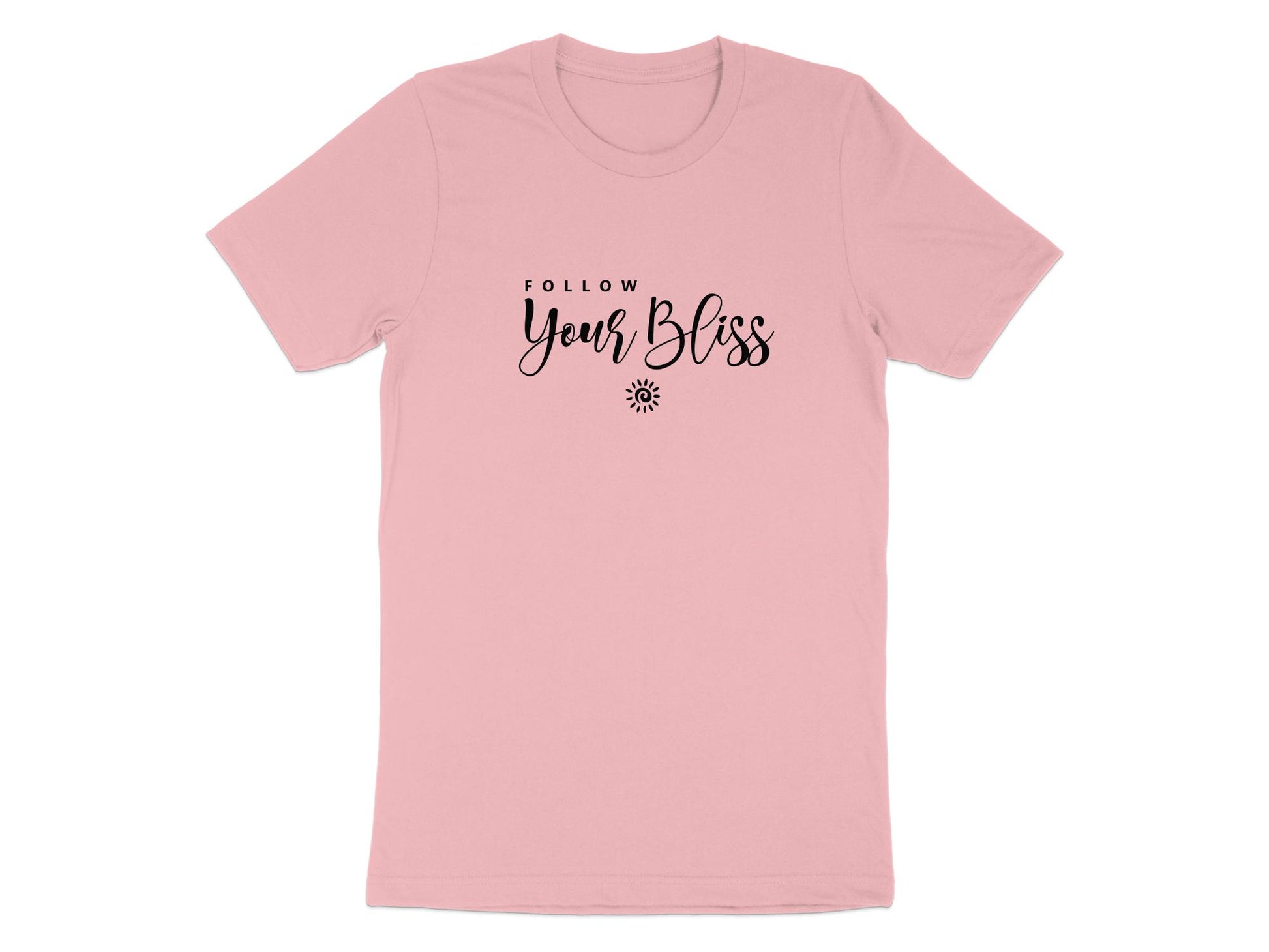 Follow Your Bliss T-Shirt in pink – cheerful cotton crew neck, ideal for feel-good everyday wear